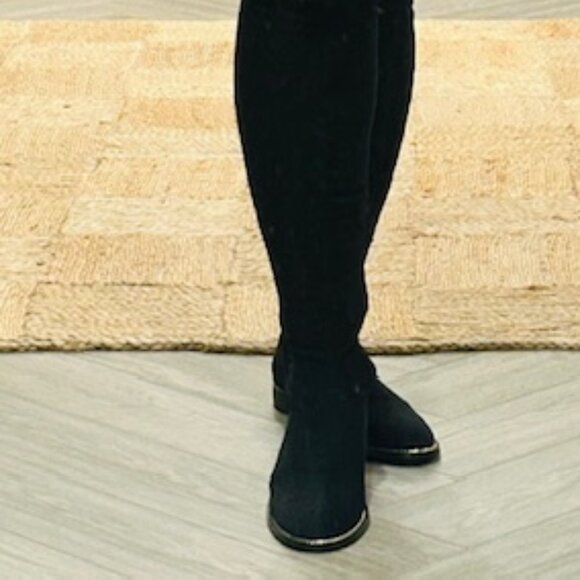 NWOT - DesignLab Over the Knee Stretch low heeled boots, Black, Ladies Size 7 - Picture 5 of 12